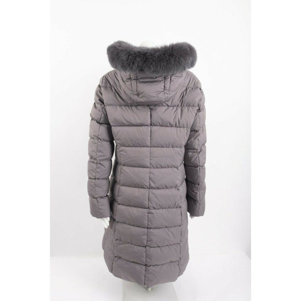 Herno Womens Down Coat Jacket Sz 48 US 12 Carrie Over Gray Faux Fur Trim Hooded - Picture 4 of 8